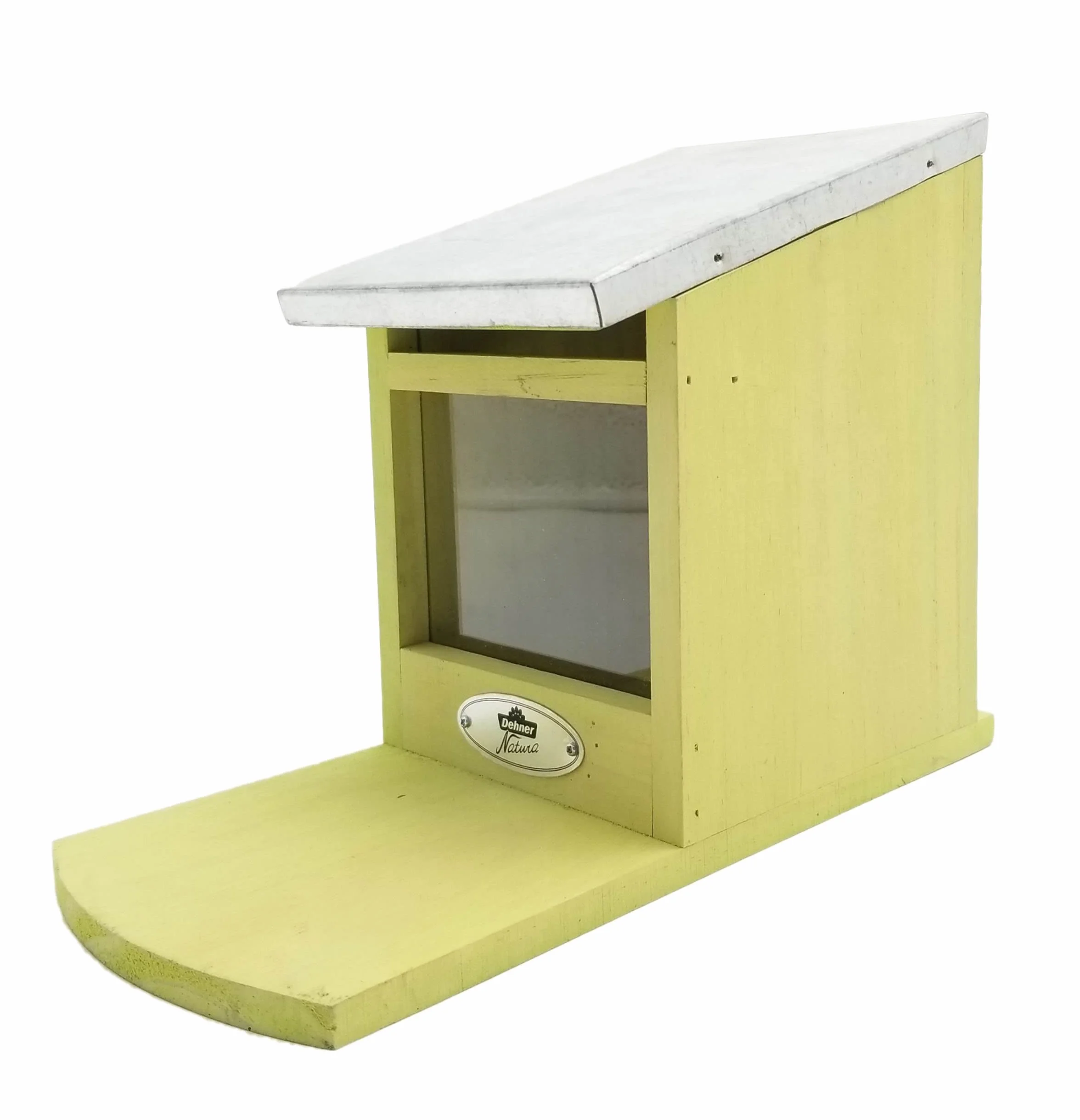 Dehner Natura Mangeoire pour écureuil 12,5 x 18,5 x 25 cm Bois de pin plexiglas Vert
