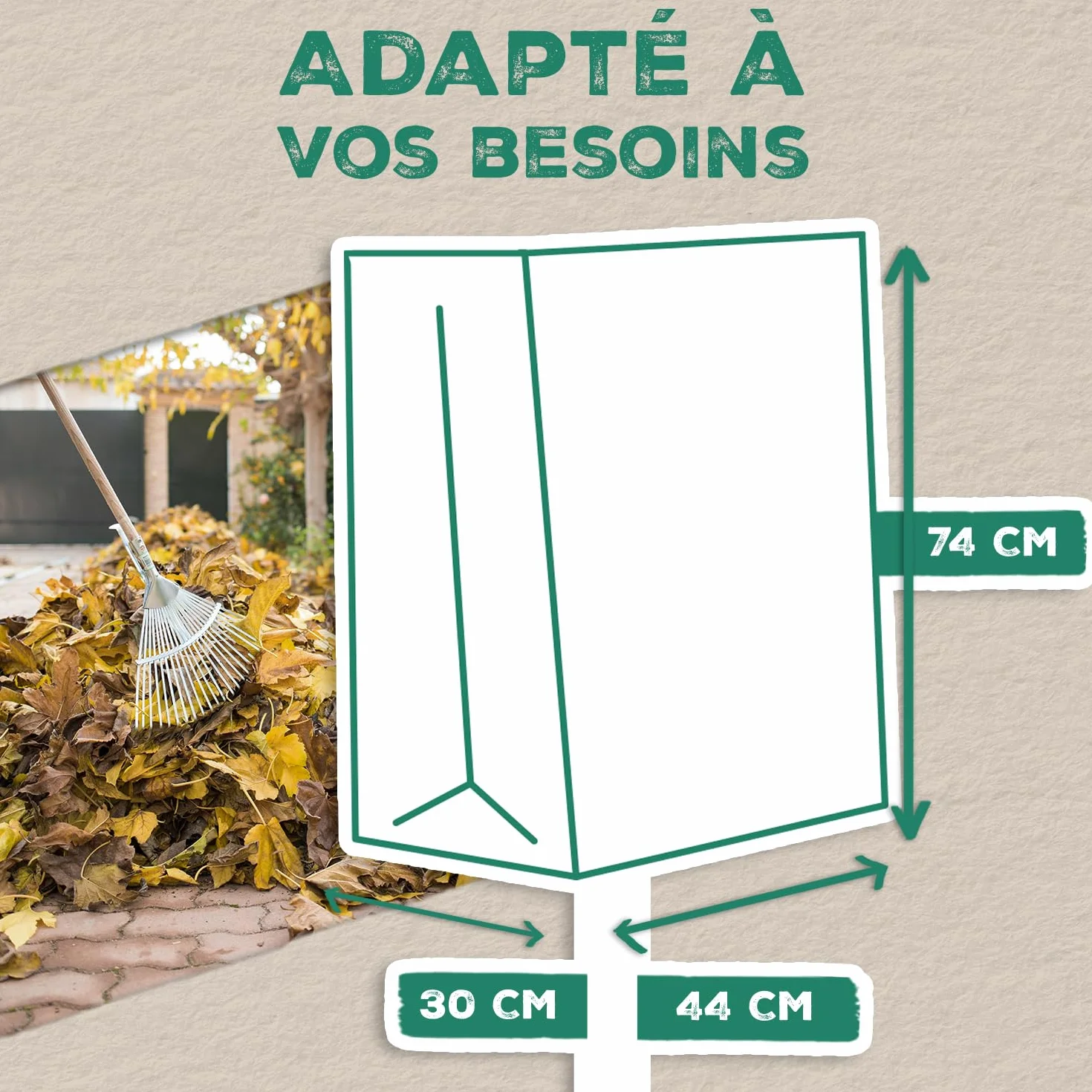 Sacs Déchets Verts en Papier Kraft Compostables Fond Plat 4 x 100L
