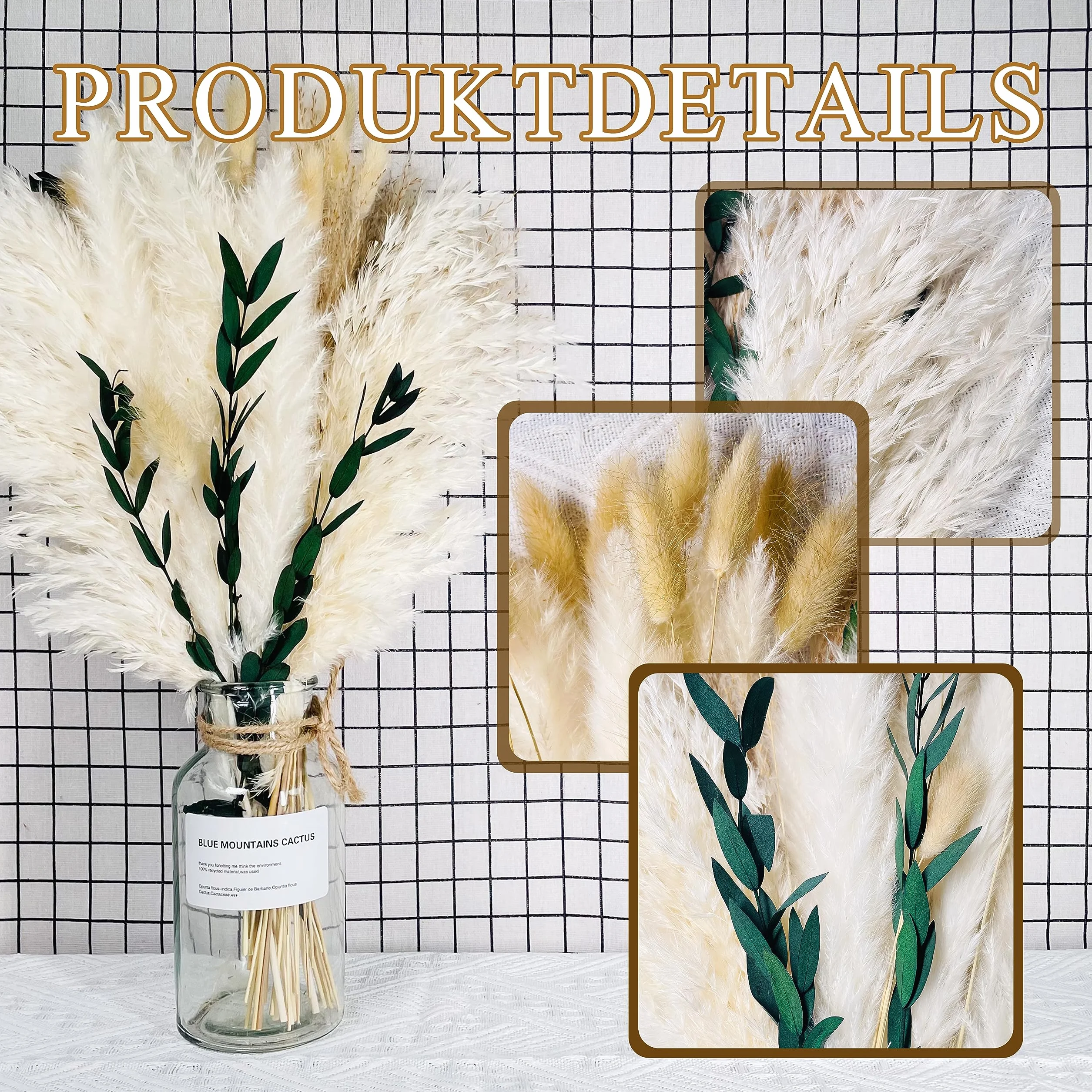 Bouquet Fleurs Séchées Naturelles Pampas Déco Herbe Pampa Boho Maison Mariage 48 Bâtons