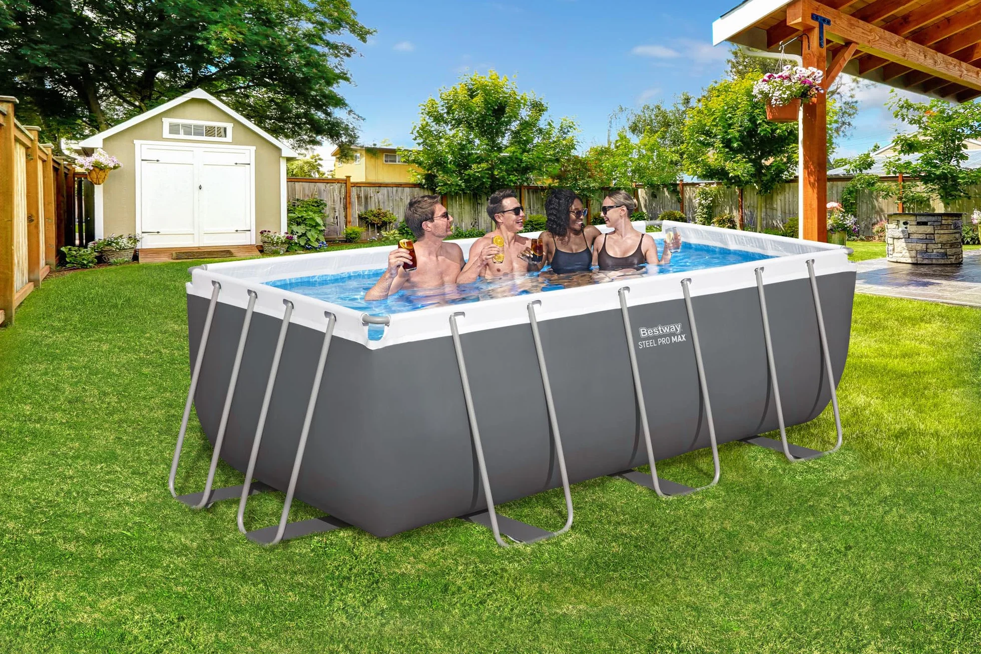 Bestway Steel Pro Max Kit Piscine Hors Sol 412 x 201 x 122 cm Gris foncé