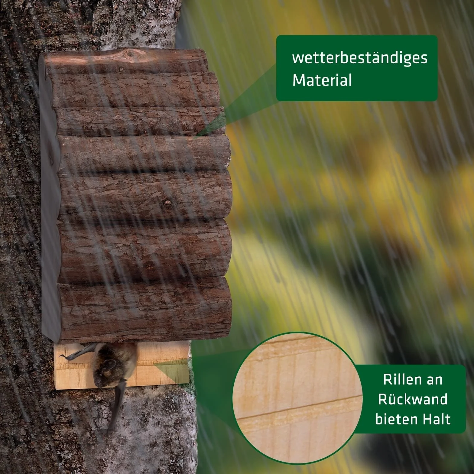GARDIGO® Nichoir pour Chauves-Souris en Bois Non Traité 28 x 13 x 8 cm