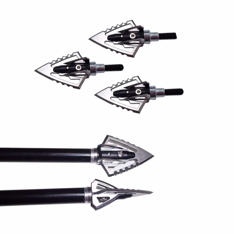 Flèches Tir à l'Arc 100 Grain Broadheads Pointes de Chasse pour Arc