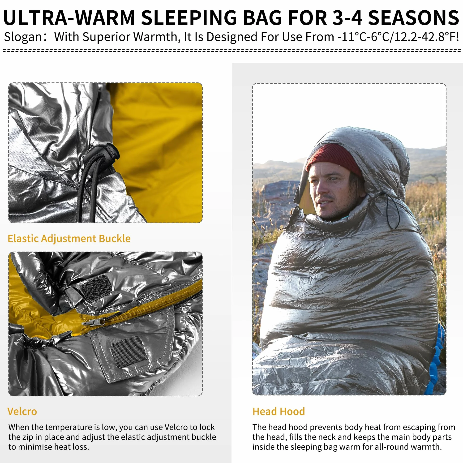 Naturehike Sac de Couchage en Duvet Ultra léger 650 FP 4 Saisons pour Camping Randonnée Voyage