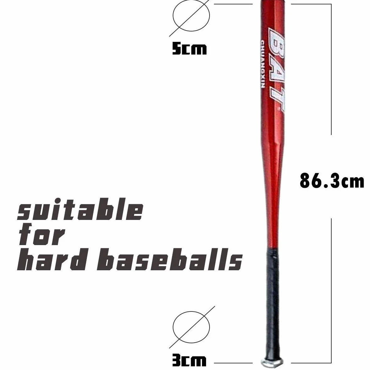Batte de Baseball Aluminium 30/34 Pouces Rouge Batte Base-Ball métal antidérapante Adulte Pro Léger pour Exercice Joueurs Jeu Homme Femme 81/76cm de Longueur Solide Durable à la Mode