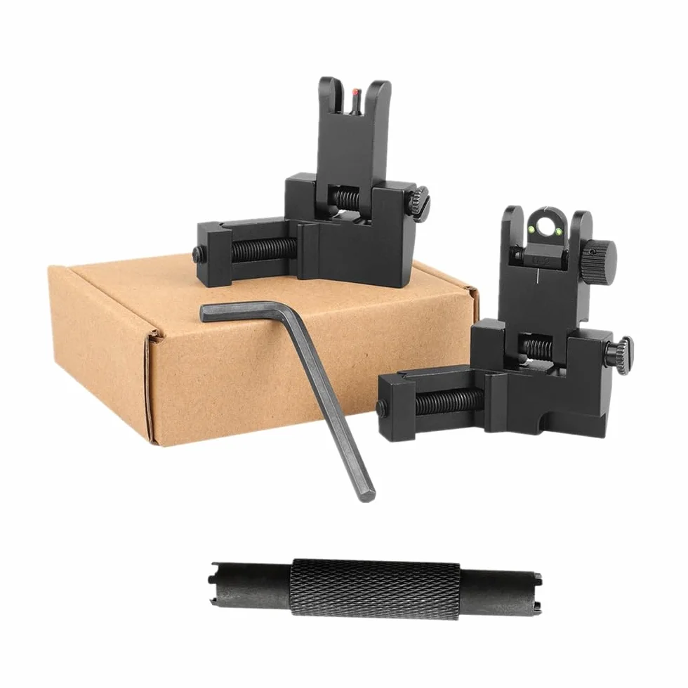 Folding 45 Degree Quick Conversion BUIS Optic Iron Sight for AR15 Front and Rear Wheels with Adjustment Tool