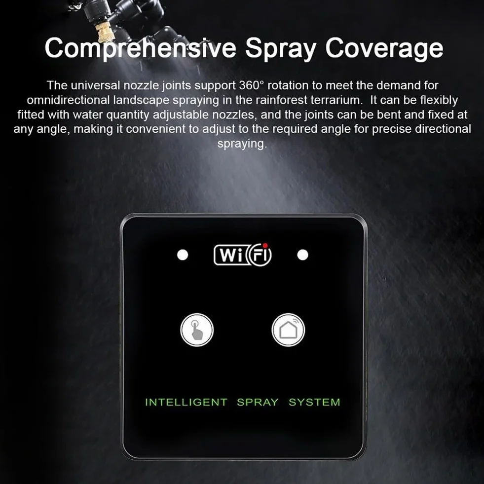 Système de brumisation intelligent WiFi pour terrarium 360° avec pompe - Pulvérisateur rotatif automatique