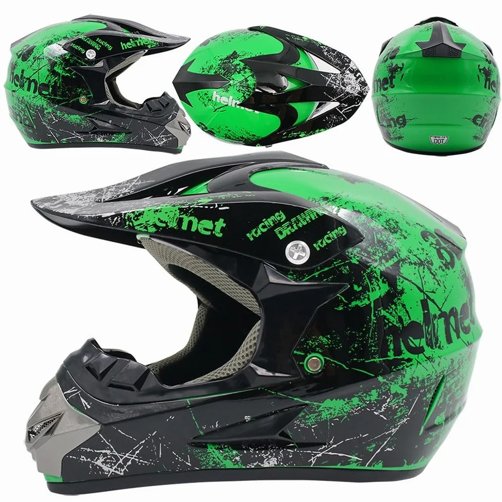 Casque Homologué Dot pour Jeunes Garçons et Filles 5-14 Ans Quad BMX MX