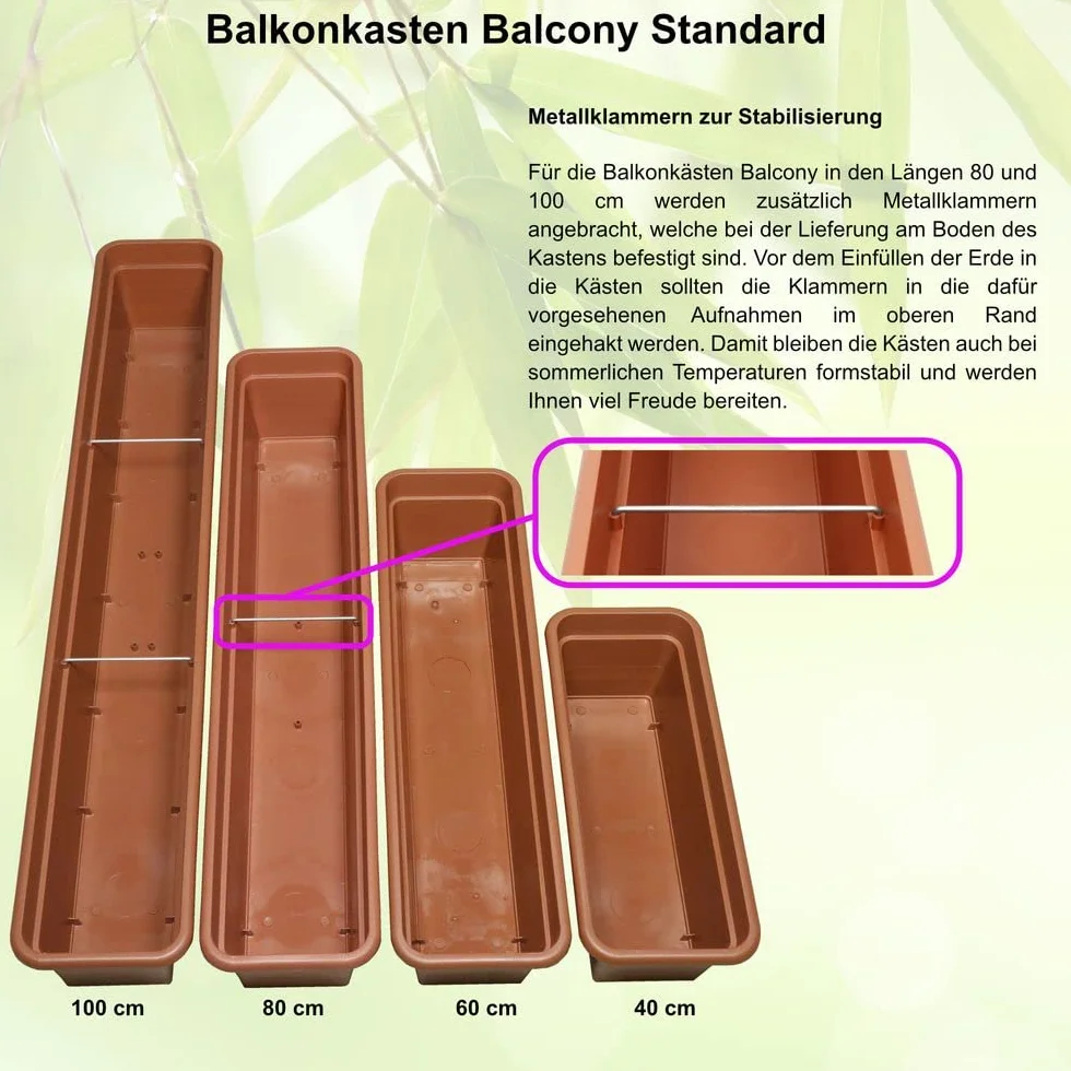MePla Jardinière Balconnière 80 CM Plastique Résistant aux Intempéries Vert