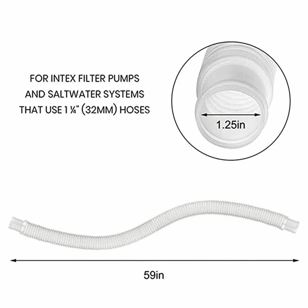 Tuyau Piscine 32mm 150cm pour Pompe de Piscine Intex 330 GPH 530 GPH 1000 GPH