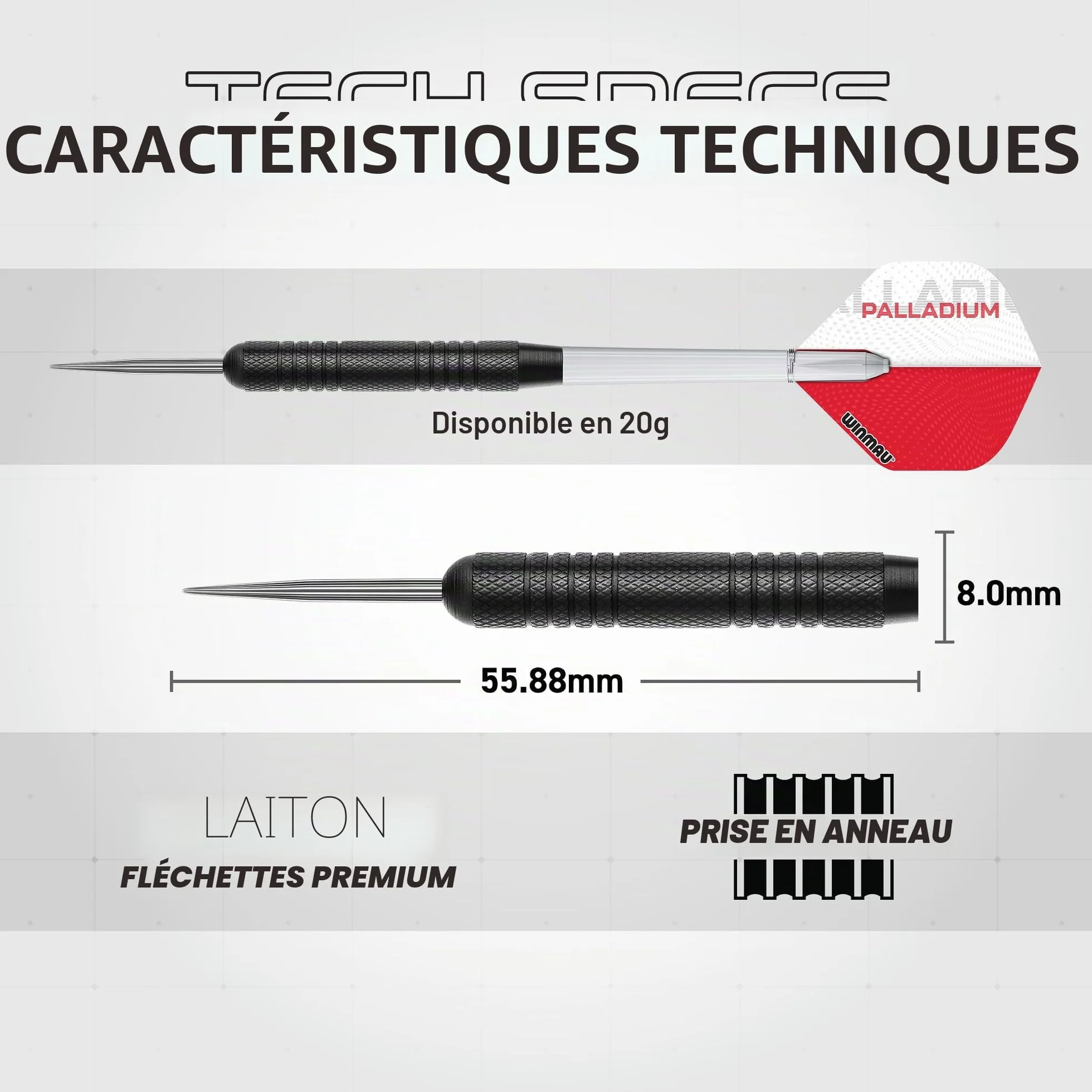 WINMAU Professional Darts Set Comprend Un Jeu de fléchettes Diamond Plus Bristle - Armoire Noire de Haute qualité - Ensemble de 2 fléchettes - Ligne Officielle oche