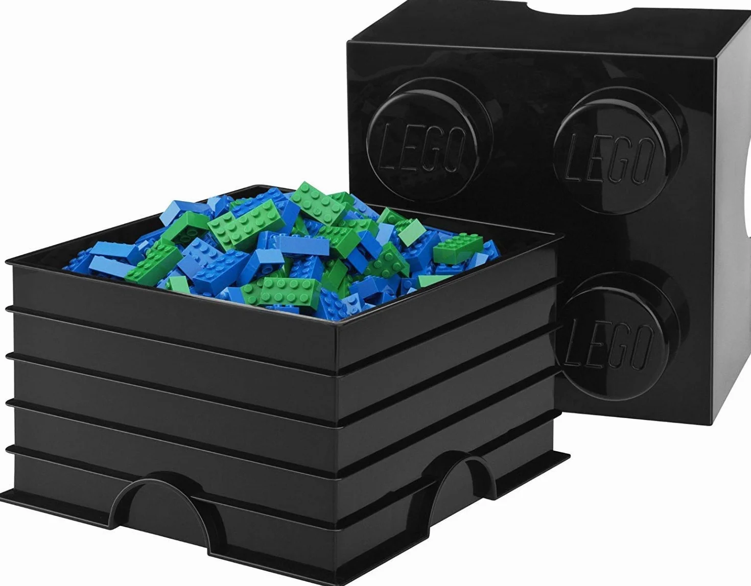 Lego Boîte de Rangement 4 Briques Plastique Noir 45 x 35 x 25 cm