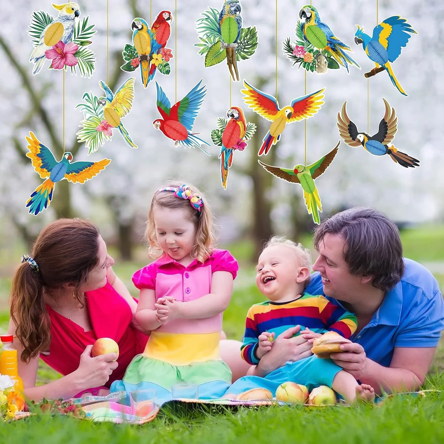 Lot de 9 découpes 3D en nid d'abeille oiseau tropical perroquet hawaïen décoration plage salle de classe jungle
