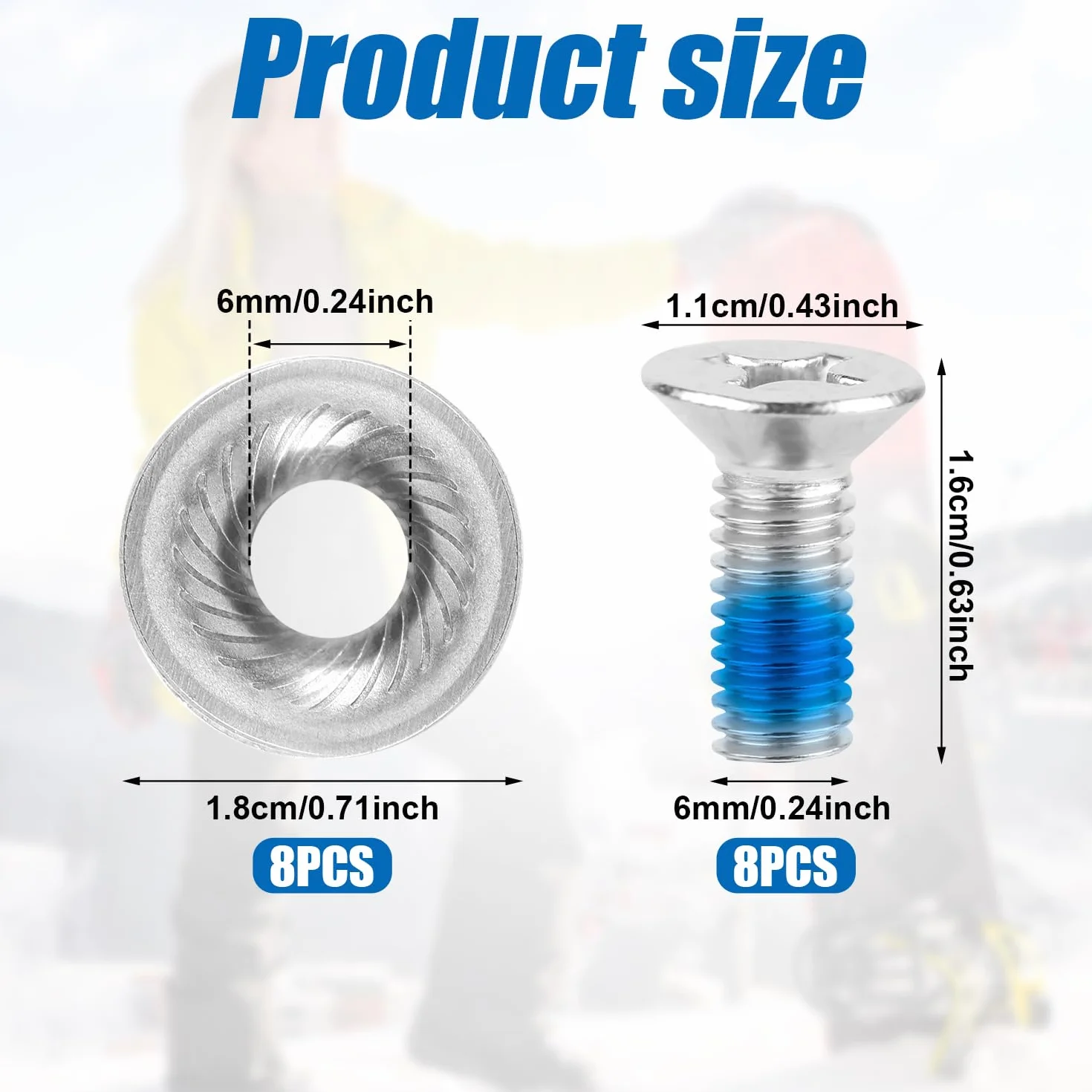 Vis de Fixation de Snowboard 8 pièces, Vis de Rechange pour Fixations Snowboard Ski