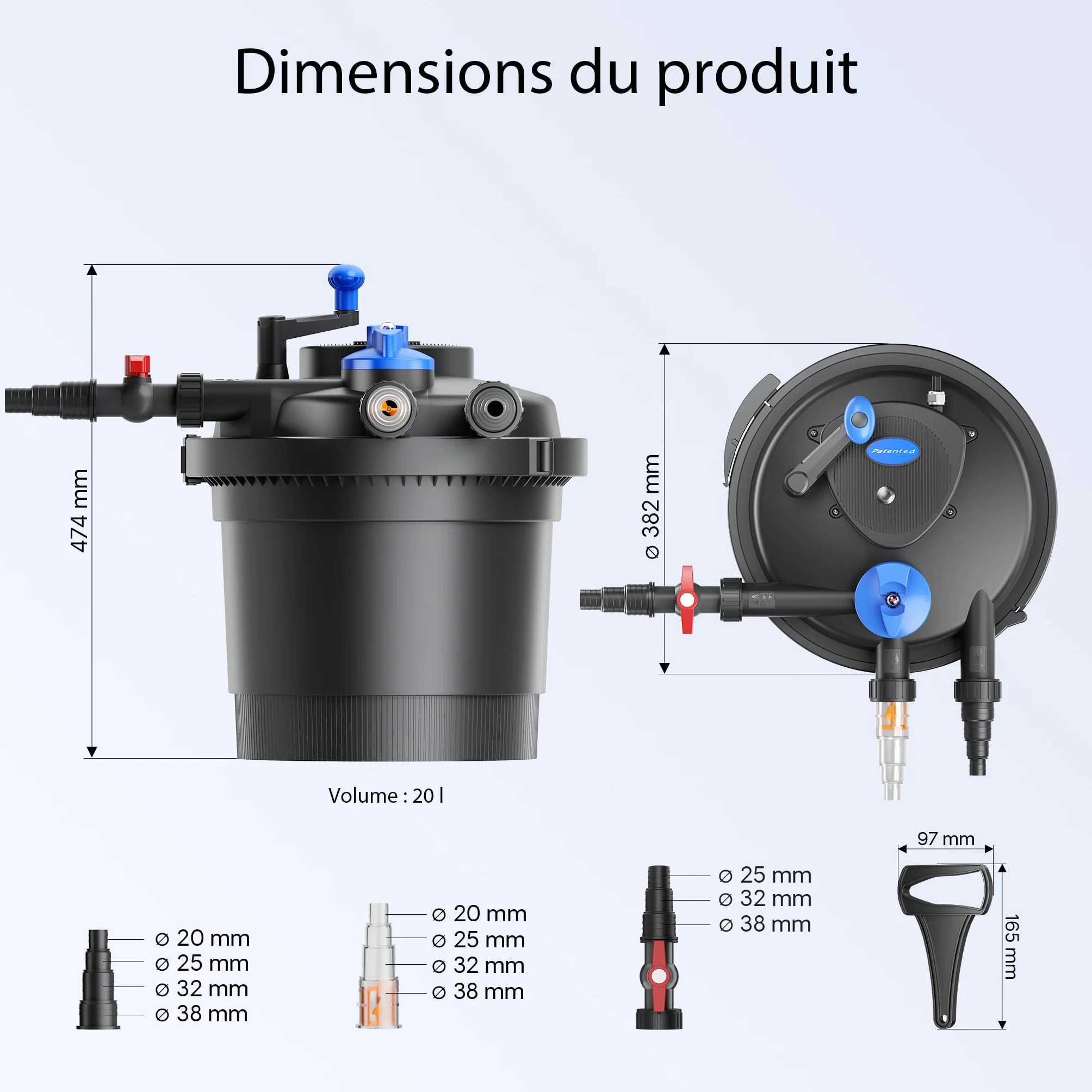 SunSun CPF-5000 Kit complet filtre de bassin à pression 9000 L avec lampe UV 11W NEO-2800 SuperECO pompe 3000l/h 10W tuyau 5m 38mm