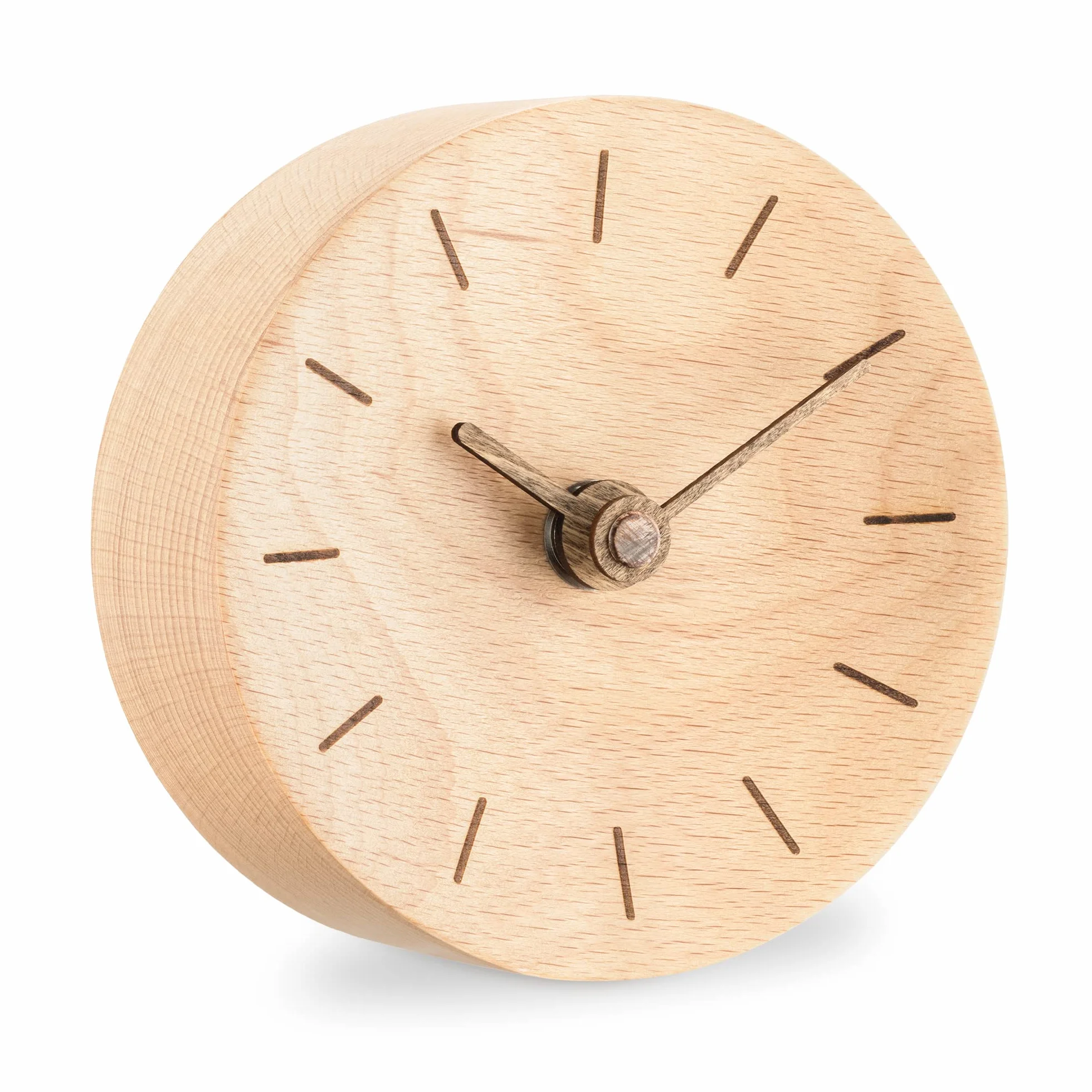 Navaris Horloge Bureau Rond Bois Design Vintage Rétro Heures Minimalistes Aiguilles Silencieuses