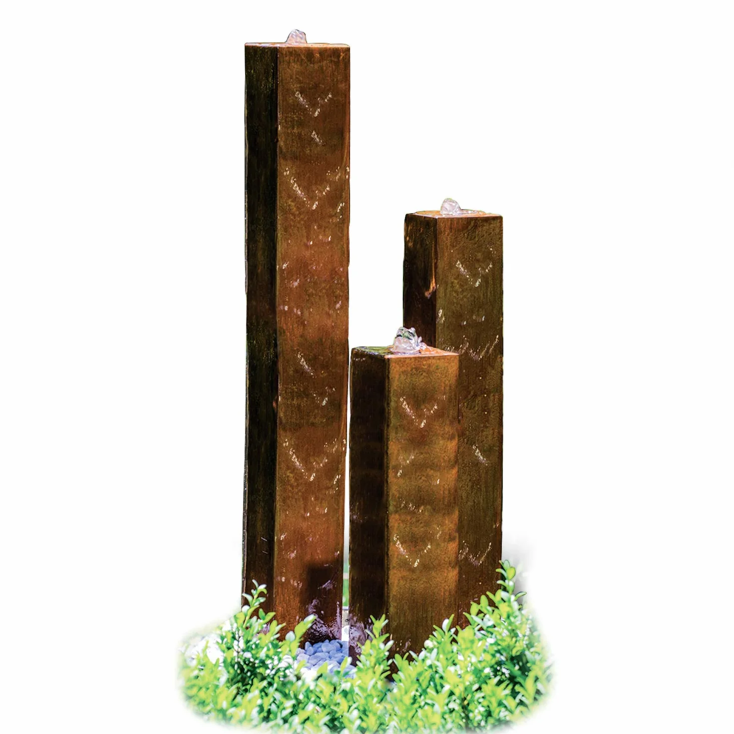 KÖHKO Jeu d'eau en acier Corten LED "Brésil" 31001 hauteur 65-95-125 cm fontaine de jardin
