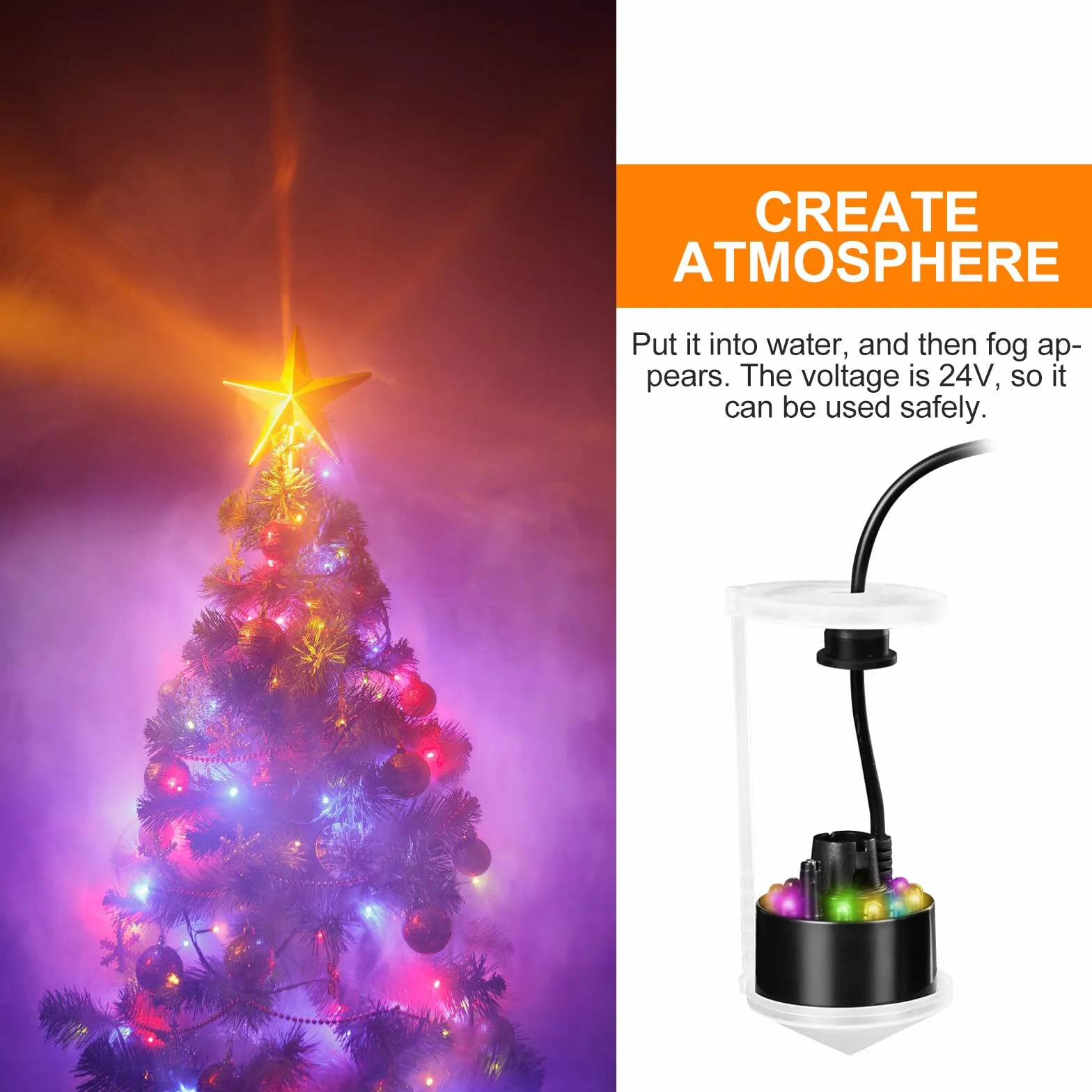 Nébuliseur à ultrasons 12 LED avec protection anti-éclaboussures pour fontaine étang