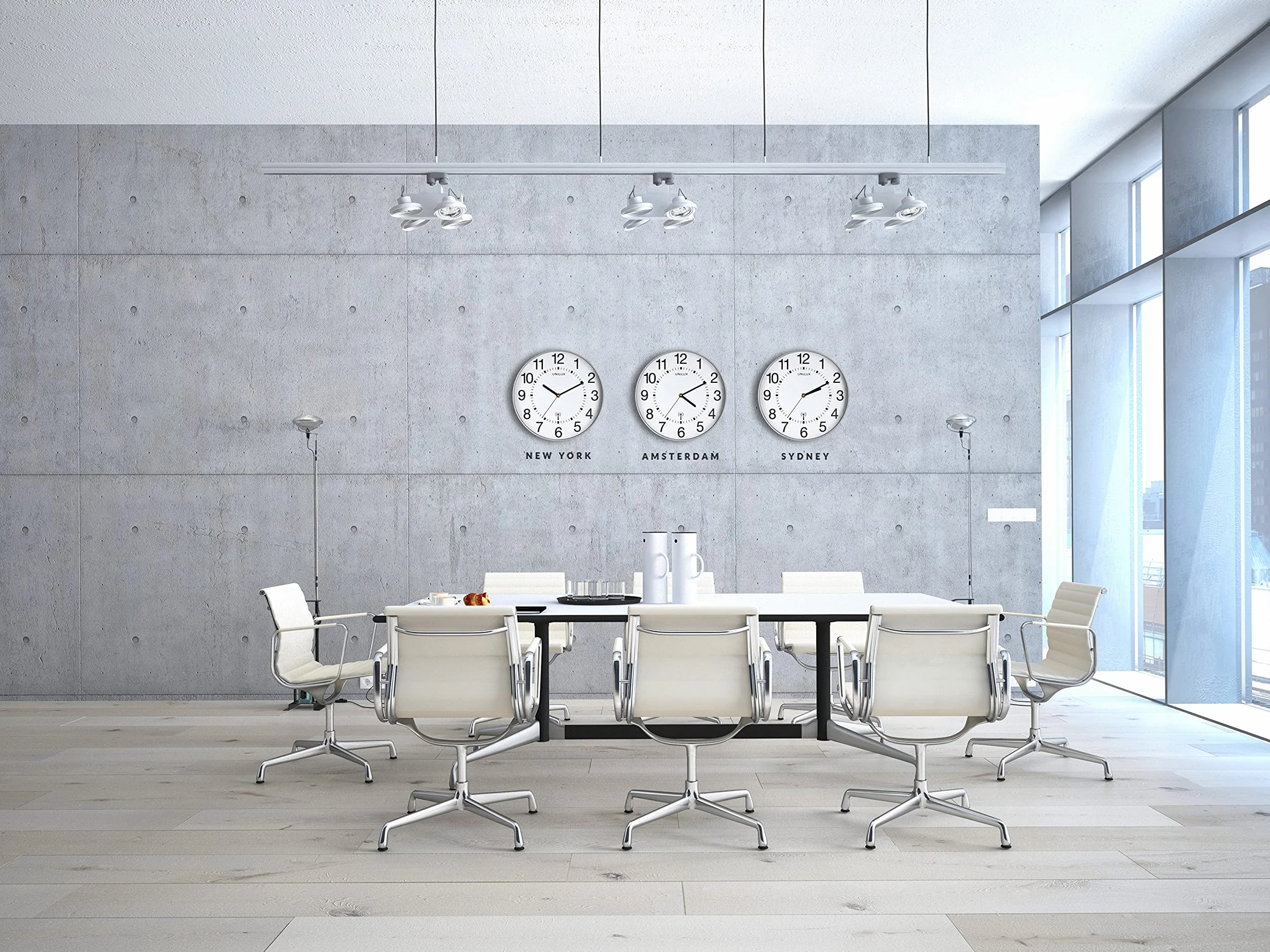Unilux Wave Pendule de bureau Quartz Radio-pilotée Ø 30 cm Gris métal