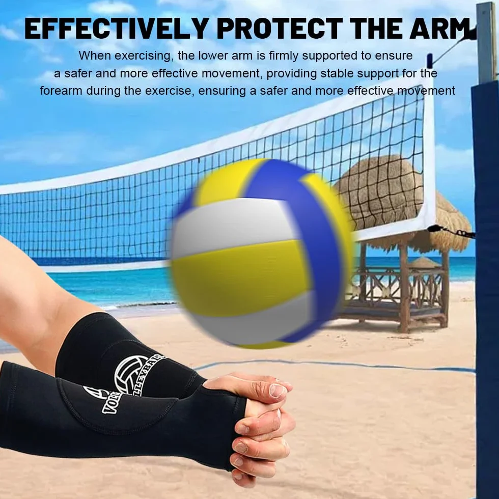 Manchon Volleyball Manchette, Protection Avant Bras Volleyball Sleeves, Compression Arm Sleeves avec Rembourrage - Noir