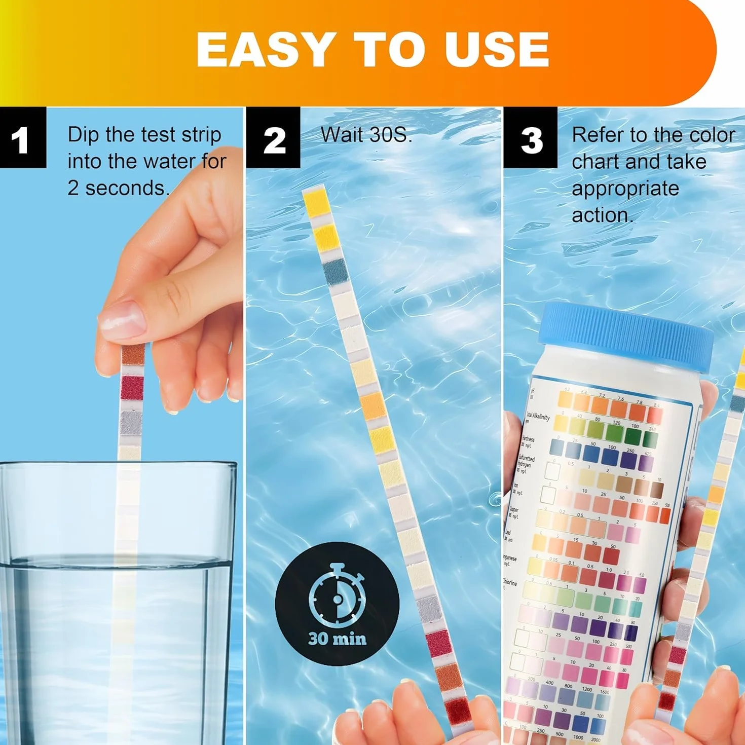 AAwipes 17 en 1 Bandelettes de Test d'Eau Potable Lot de 50 + 2 Kits de Test de Bactéries K03-50