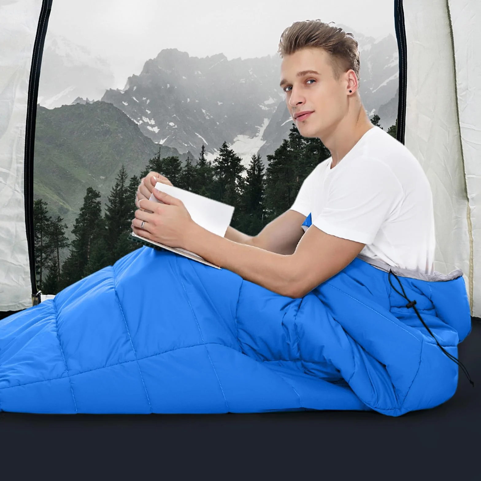 Sac de Couchage Adulte Enfant pour 3-4 Saisons, Imperméable et Compact, Adapté pour l'intérieur et l'extérieur, Camping et Randonnée