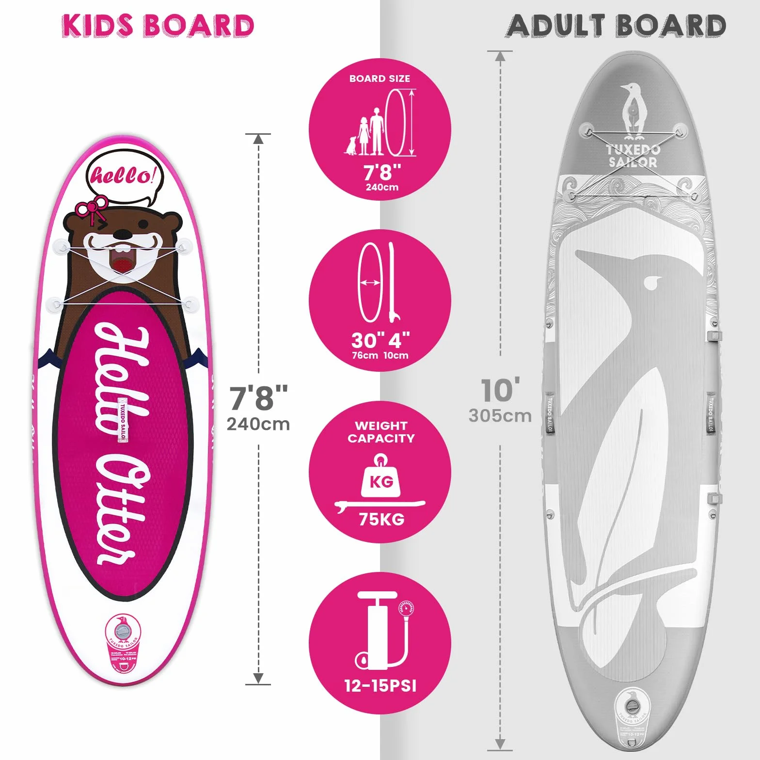 Tuxedo Sailor Paddle Gonflable Adulte, Planche de Stand Up Paddle Gonflable, Sup Paddle Board Gonflable avec Accessoires Complets, Planche de Surf Paddle