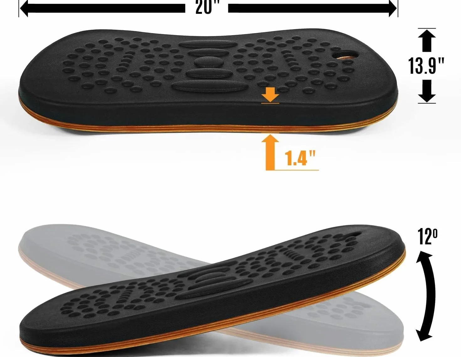 Yes4All Wobble Balance Board for Standing Desk/Anti-Fatigue Office Foam Pad - Standing Desk Mats, Rocker Board, Office Accessories, Wobble Board With Massage Ball