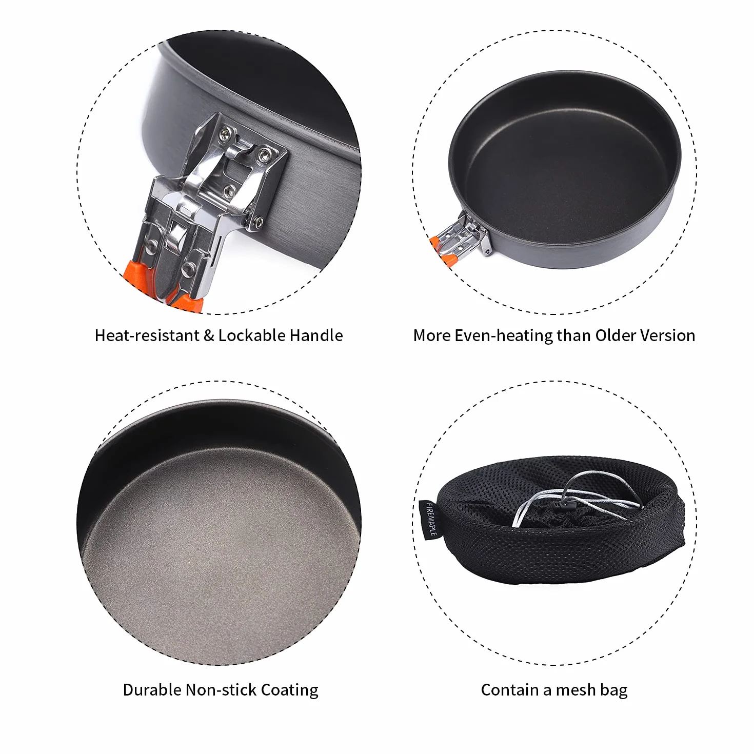 Fire-Maple Poêle à Frire de Camping avec Revêtement Antiadhésif Batterie de Cuisine Casserole Camping Légère et Durable pour La Cuisson Équipement de Cuisine en Plein Air Poêle De Randonnée Portable