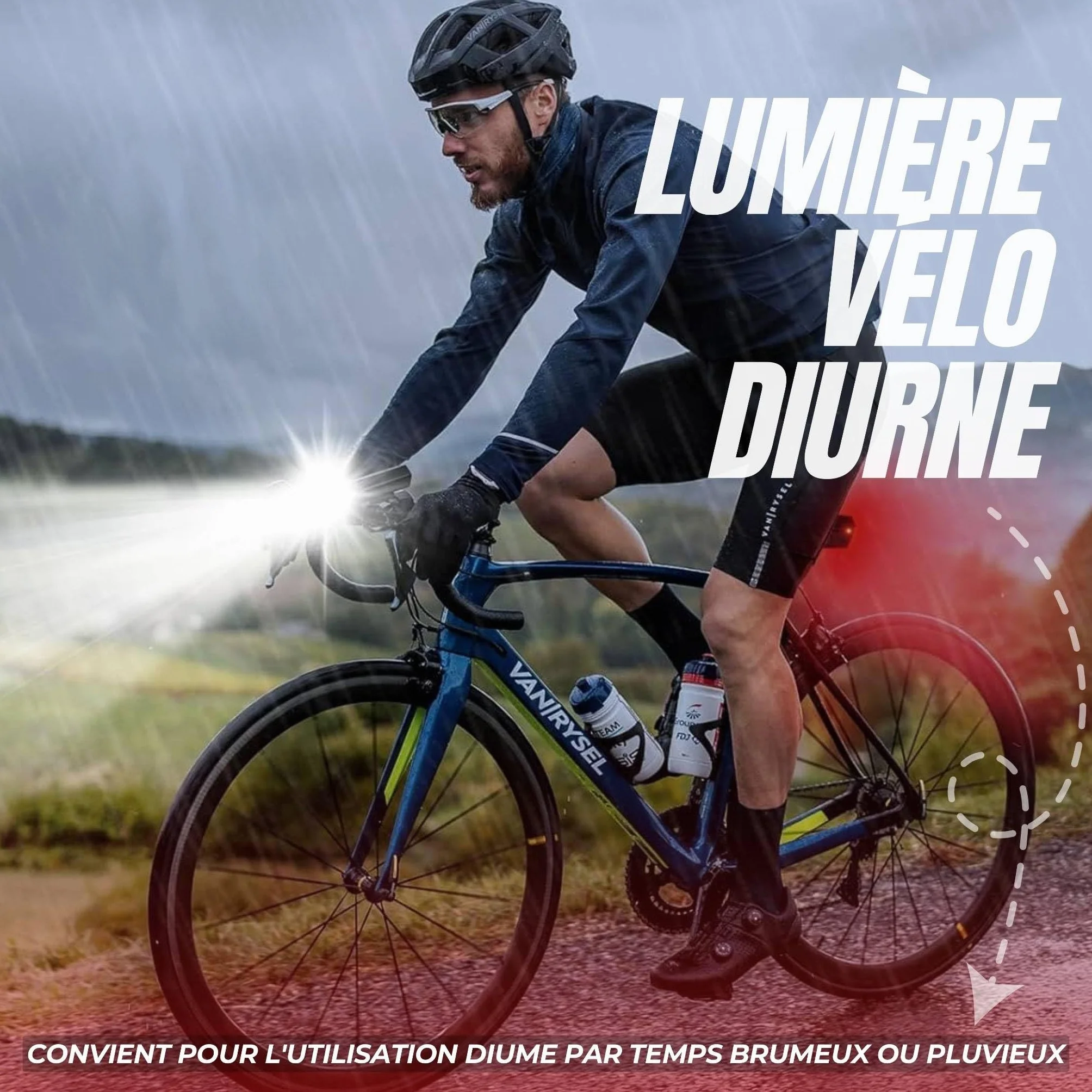 Lumière Vélo Avant et Arrière Rechargeable USB - LED 400 Lumens, 7 Modes d'Éclairage puissants, Sécurité et Visibilité la Nuit