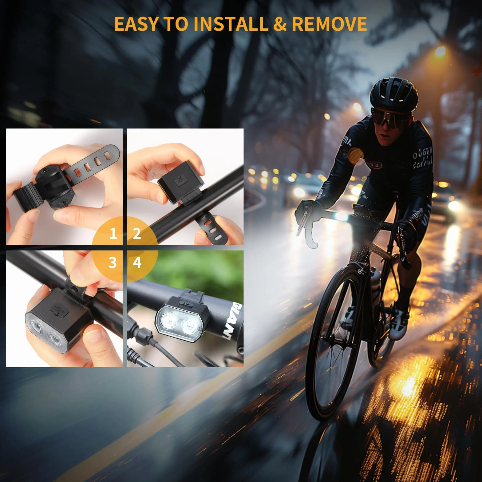 Blendura Lumiere Velo Avant et Arriere, Lampe Velo LED Rechargeable par USB 6 Modes D'éclairage, Lumière Velo Convient aux vélos de Montagne et aux bicyclettes