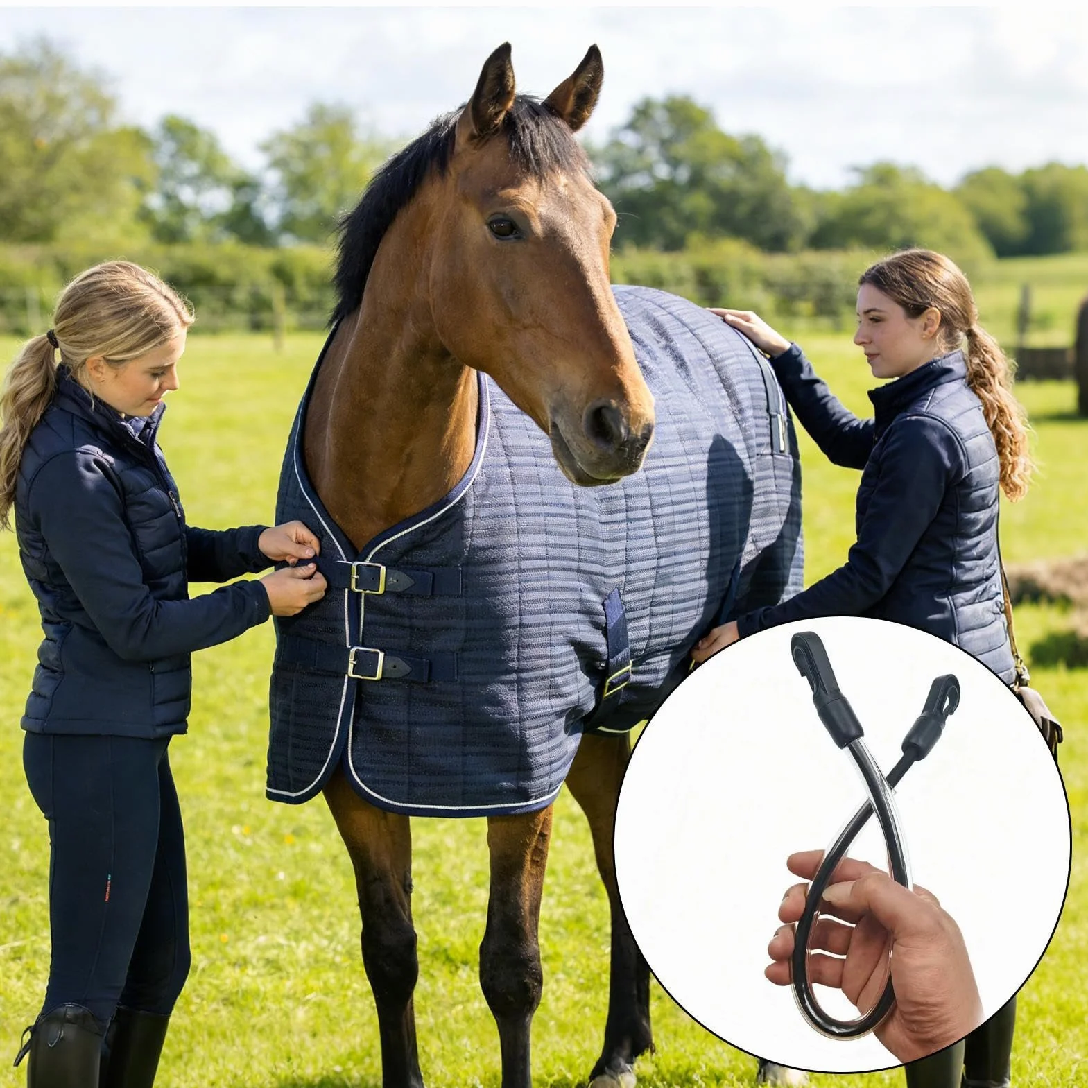 Sangle de queue pour couverture de cheval - 4 pièces - Accessoires d'équitation élastiques - Couverture de cheval - Courroie de queue - Pour entraîneurs, personnel d'écurie, école d'équitation