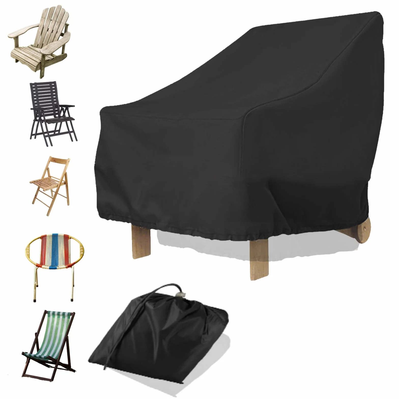 Housse de protection pour meubles de jardin 210D 80 x 85 x 91 cm imperméable coupe-vent UV résistante aux déchirures Noir