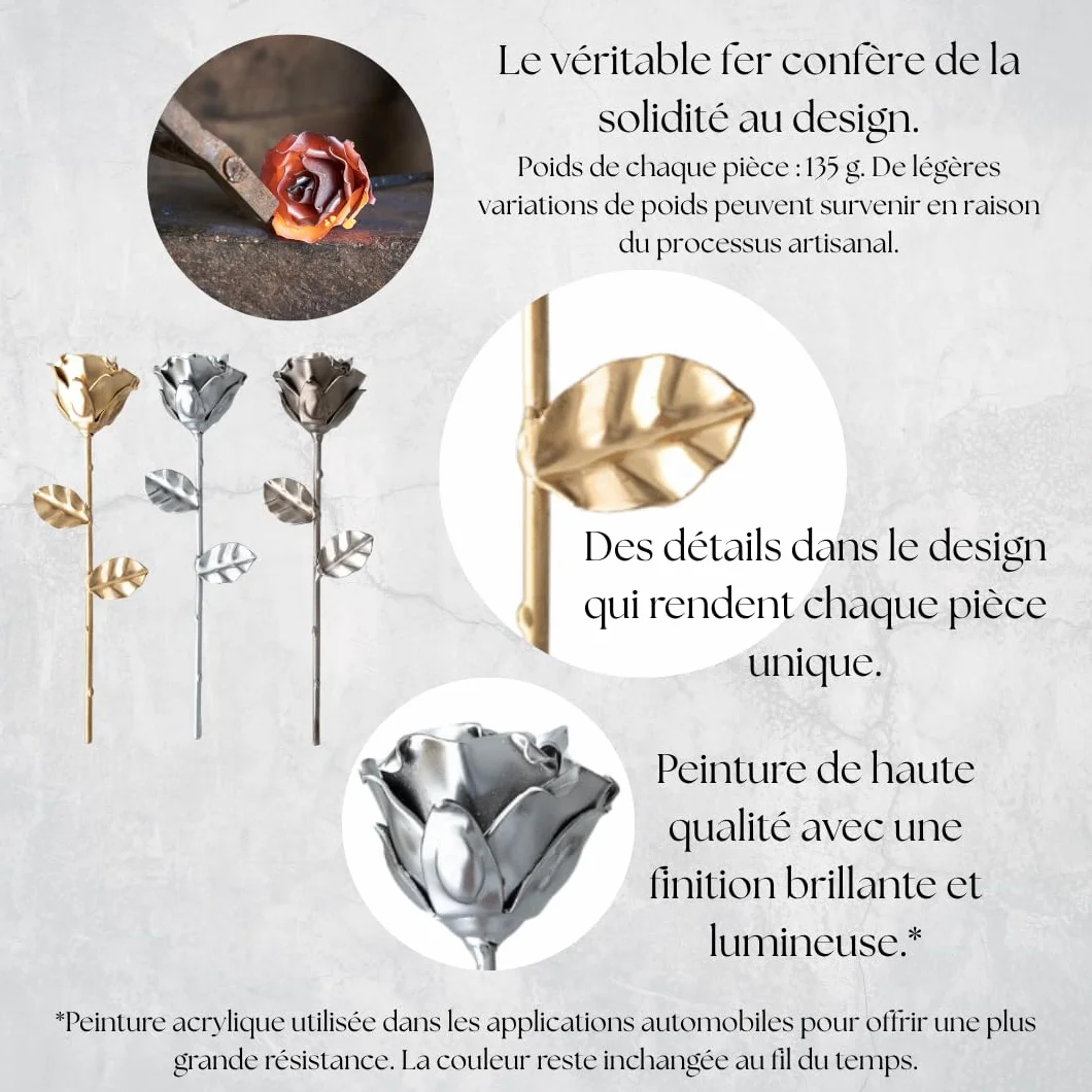 Rose Éternelle en Fer Forgée à la Main Argent Forging Art Bcn