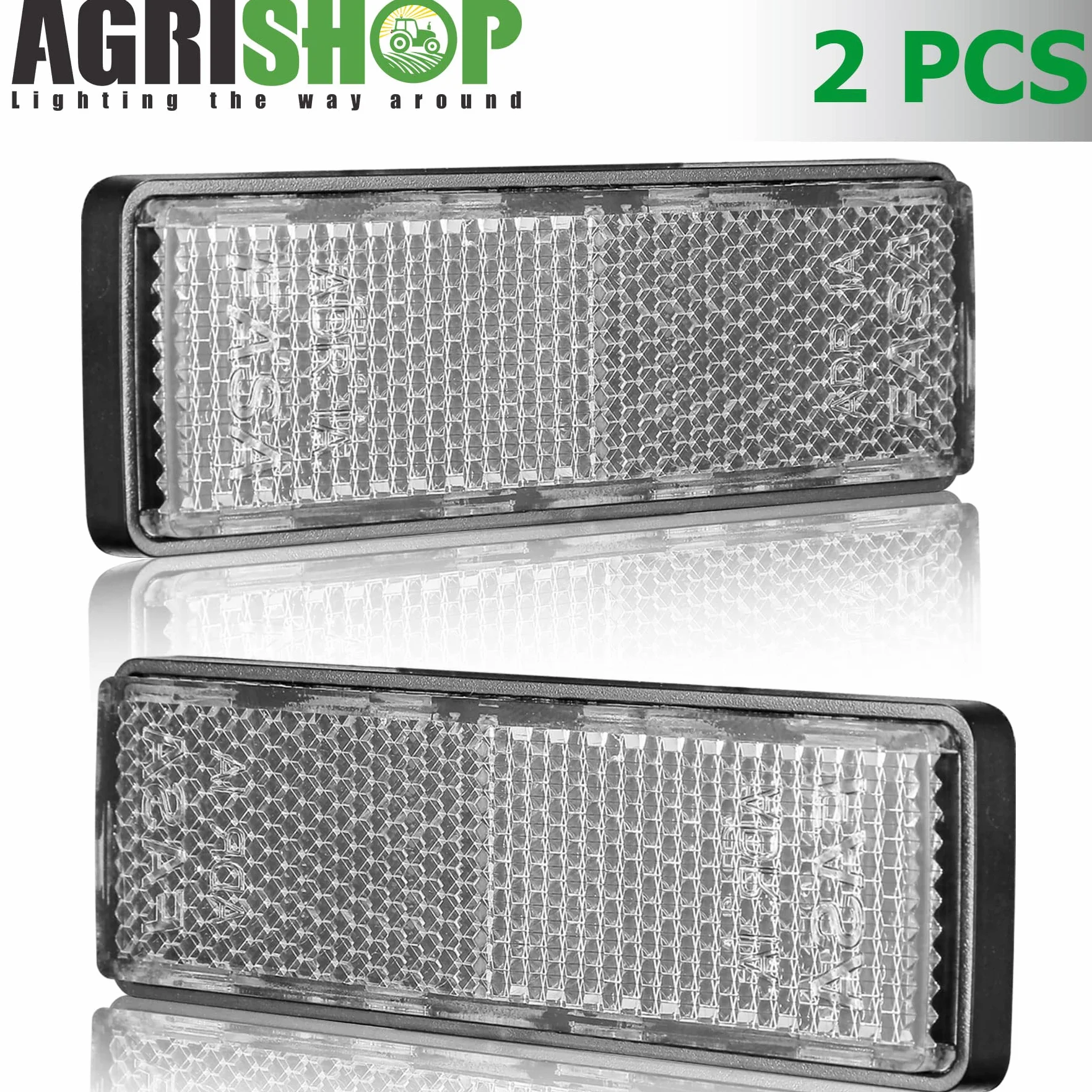 2X Catadioptre Blanc Rectangulaire Adhesif Catadioptre pour Vehicule Réflecteur Remorque Signalisation