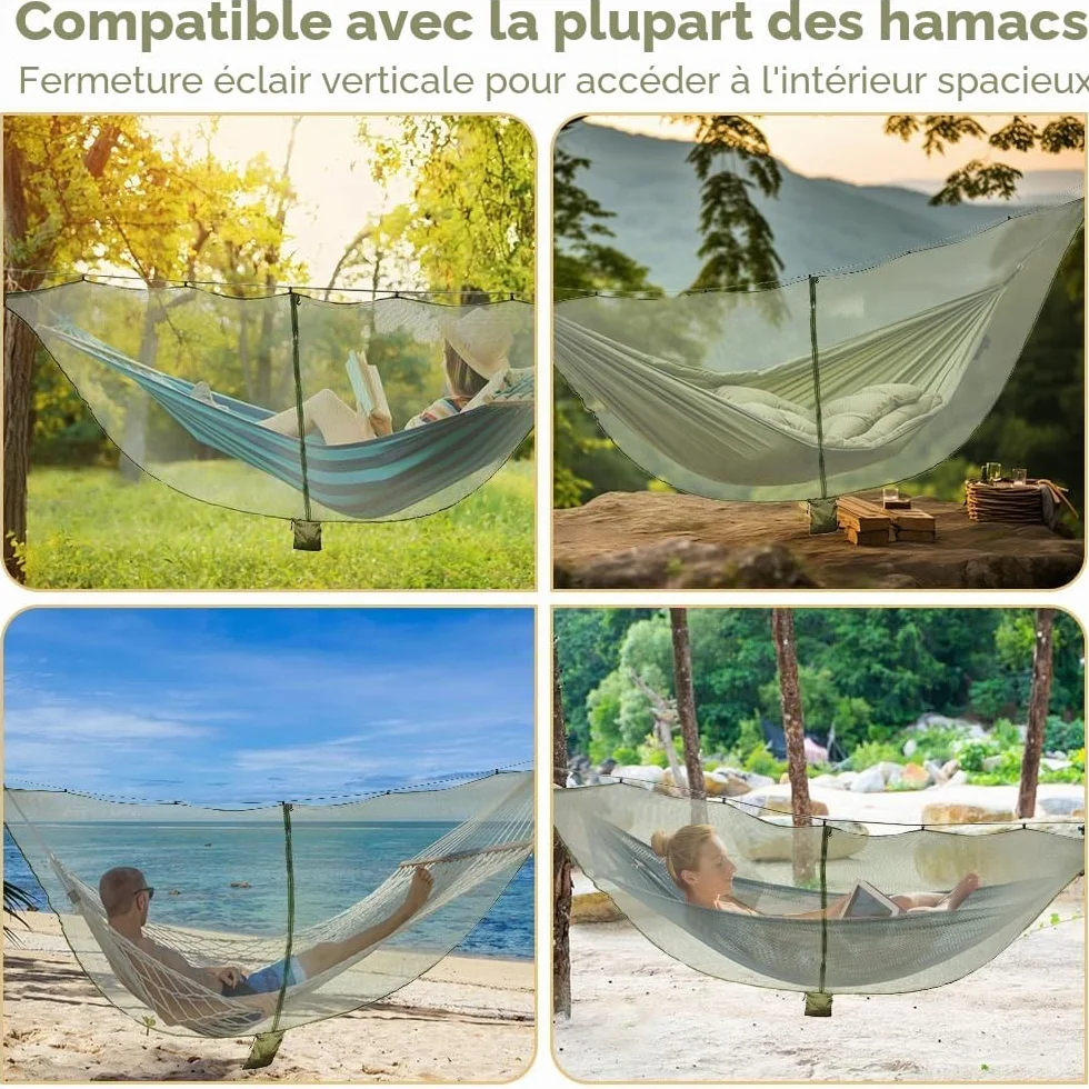 Moustiquaire de Camping pour Hamac, Moustiquaire Ultralight pour Hamac Portable Moustiquaire de Hamac Fermeture éclair Double Face Moustiquaires pour Jardin Camping Voyage Extérieur