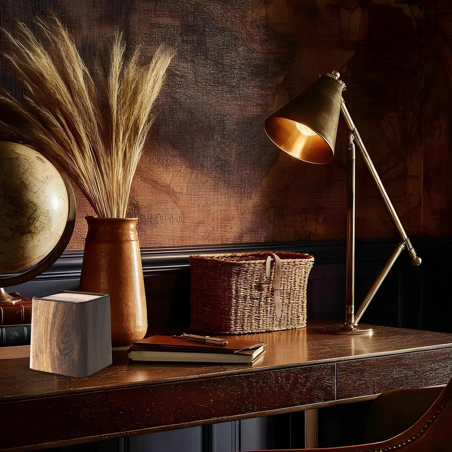 Poubelle de Bureau Mini Corbeille à Papier avec Couvercle, Poubelle Déco Rétro Gain de Place