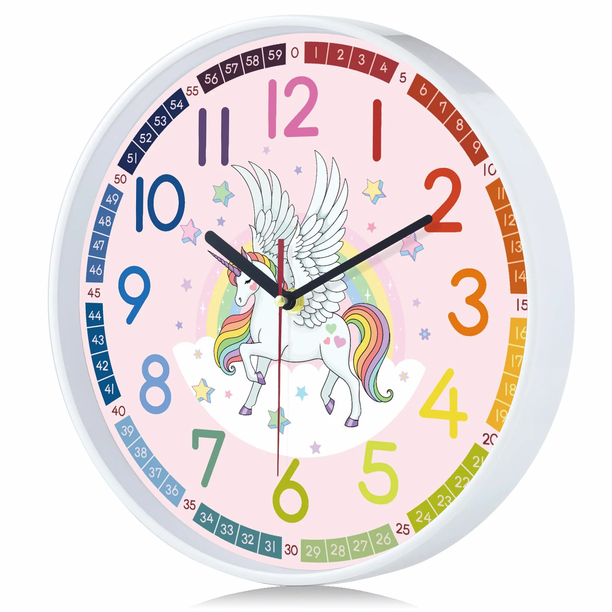 Lafocuse Horloge Murale Licorne Rose 30cm Silencieuse Facile à Lire pour Salon Chambre