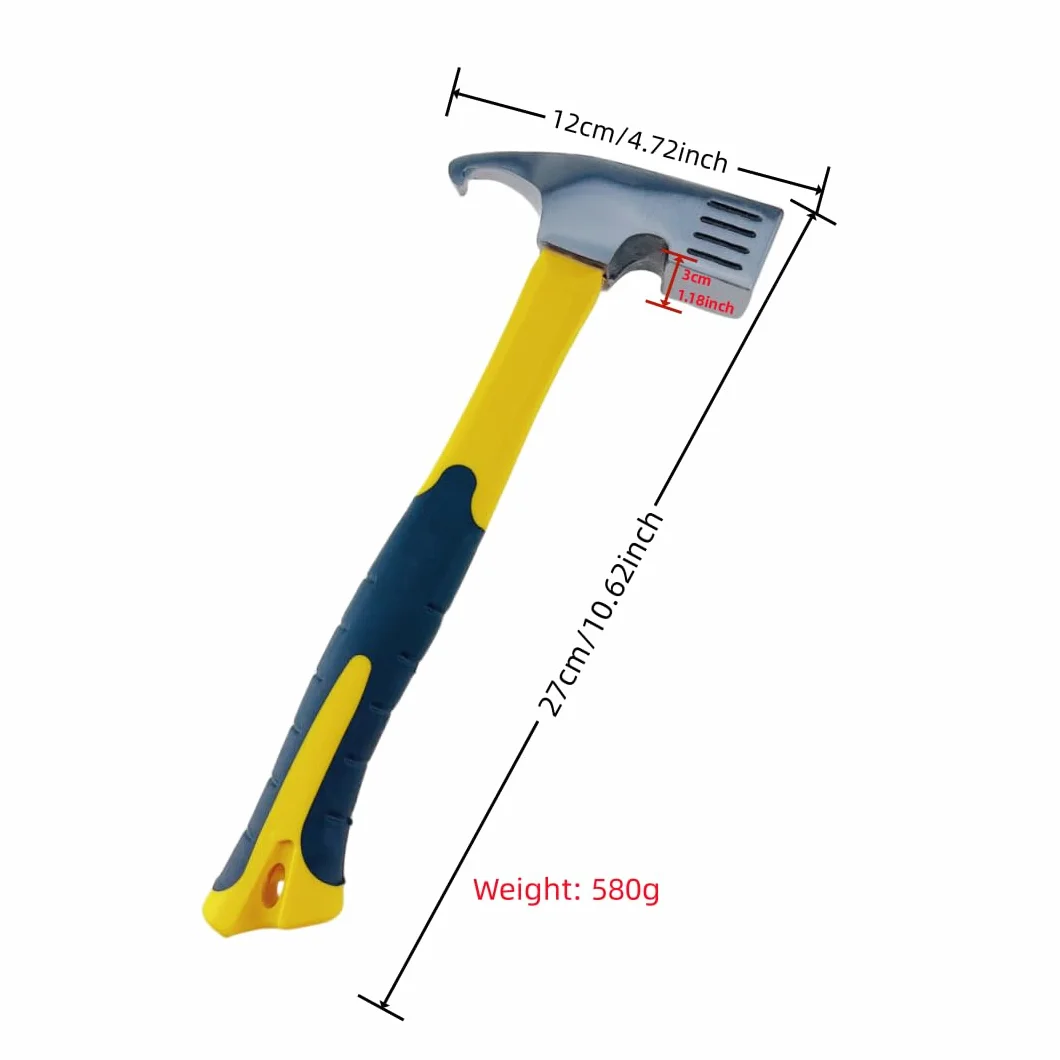 MEETOZ Maillet de camping multifonction en acier au carbone quatre coins jaune noir