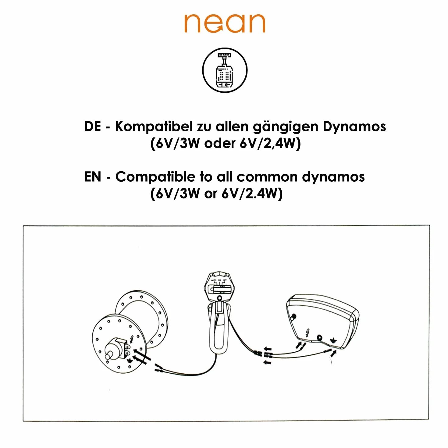 nean 30 Lux dynamo à LED pour bicyclette avec éclairage automatique et homologation StVO