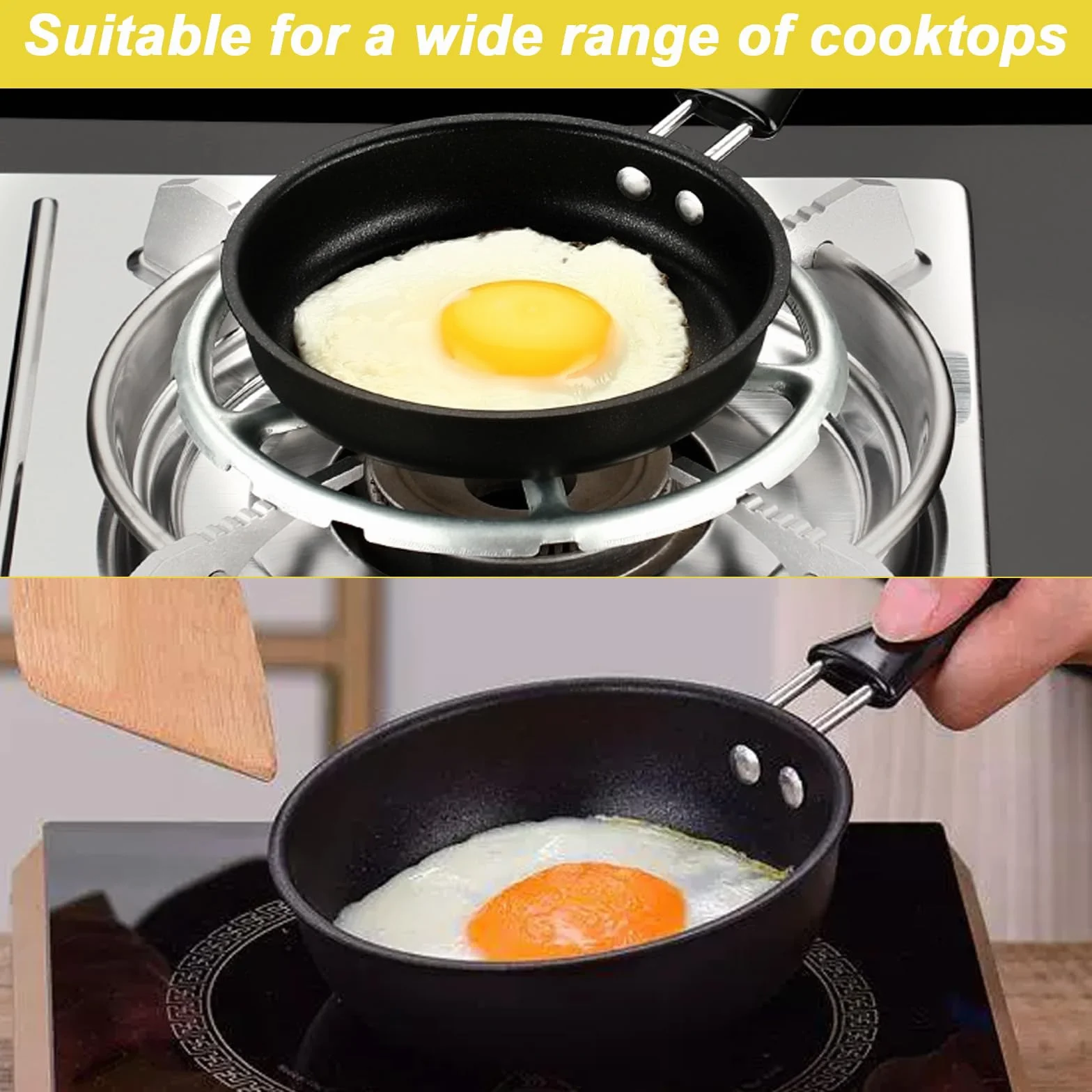 Lot de 2 petites poêles à induction de 12 cm, mini-poêles antiadhésives, poêle à œufs, poêle à œufs au plat, marmite de cuisson résistante à la chaleur, 2 pinceaux à huile