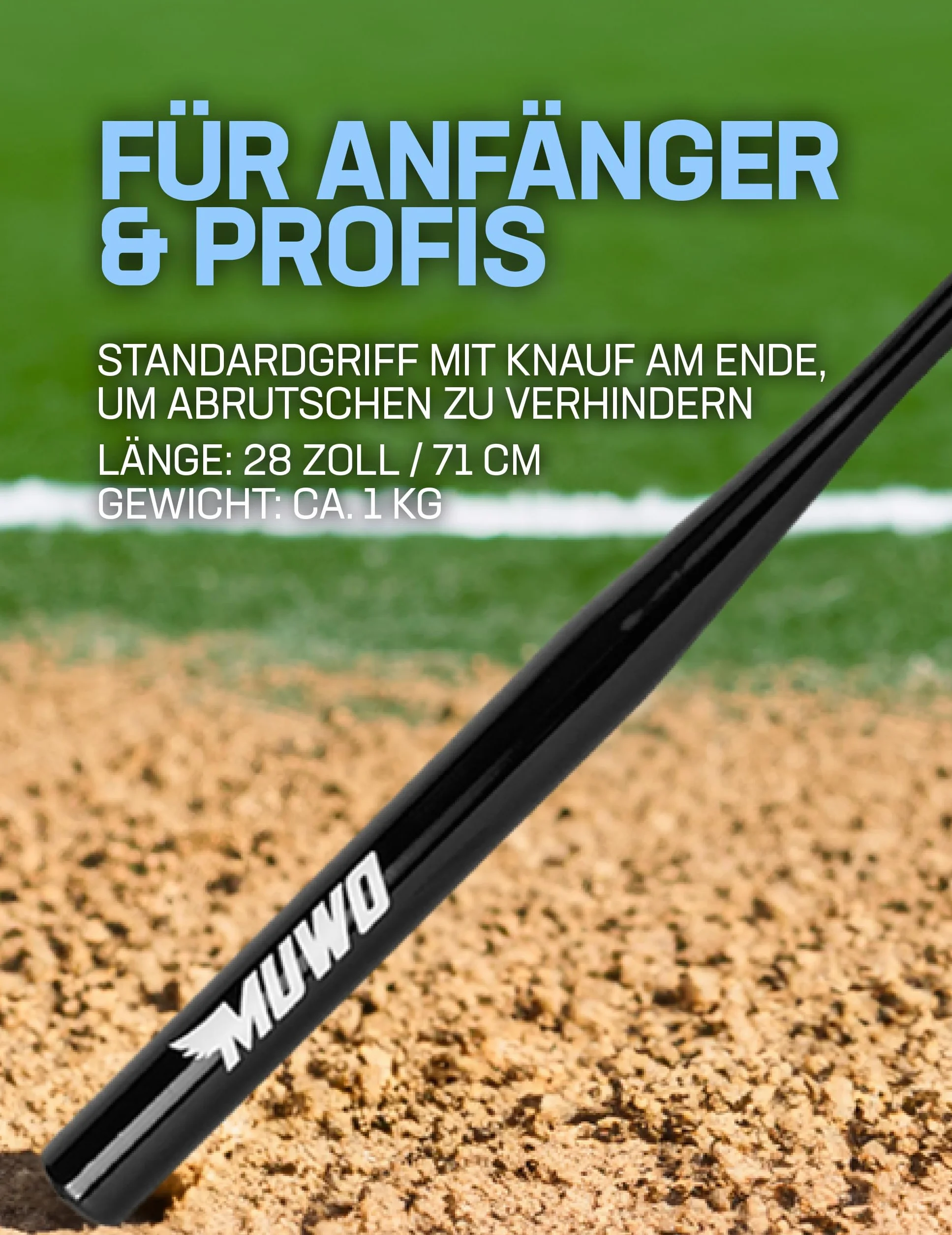 MUWO Batte de baseball en acier allié antirouille avec finition laquée. Convient aux débutants, amateurs et professionnels, 7 couleurs vives. Longueur : 28 pouces (0,71 m), poids : 980 g