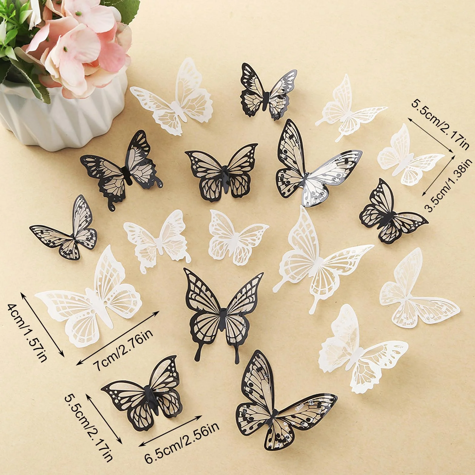 36 Pièces Stickers Muraux Papillon 3D Métal Décoration Jardin Extérieur
