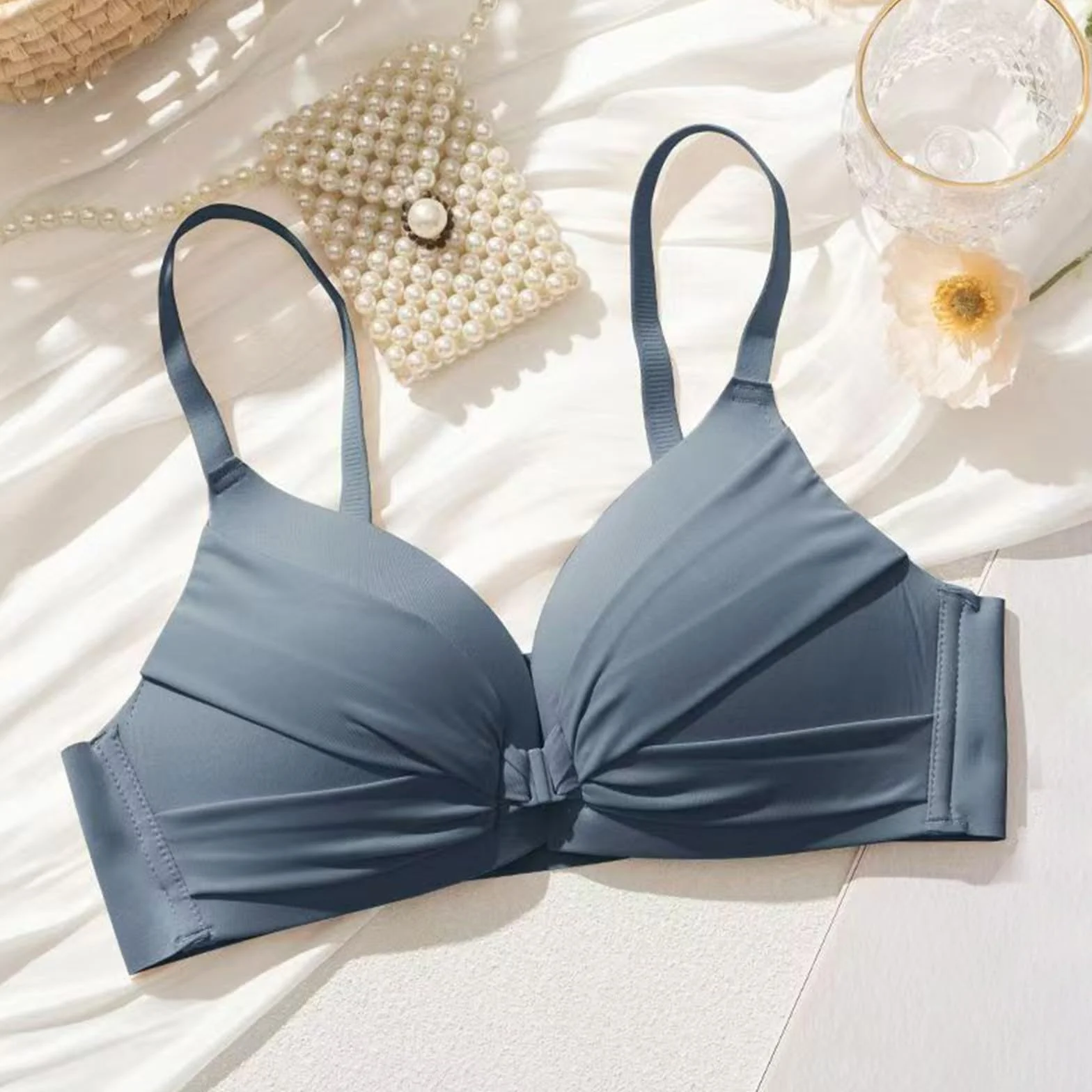 Soutien-Gorge Sexy Gainant Rehaussant Petite Poitrine Boucle Avant sans Armatures Anti-affaissement Brassière Zip Devant