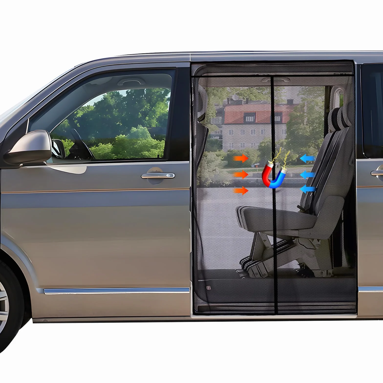 ZATOOTO Moustiquaire Magnétique pour VW T5 T6 pour Porte Coulissante, Moustiquaire, Protection Solaire, Filet d'ombrage de Porte Latérale Camping