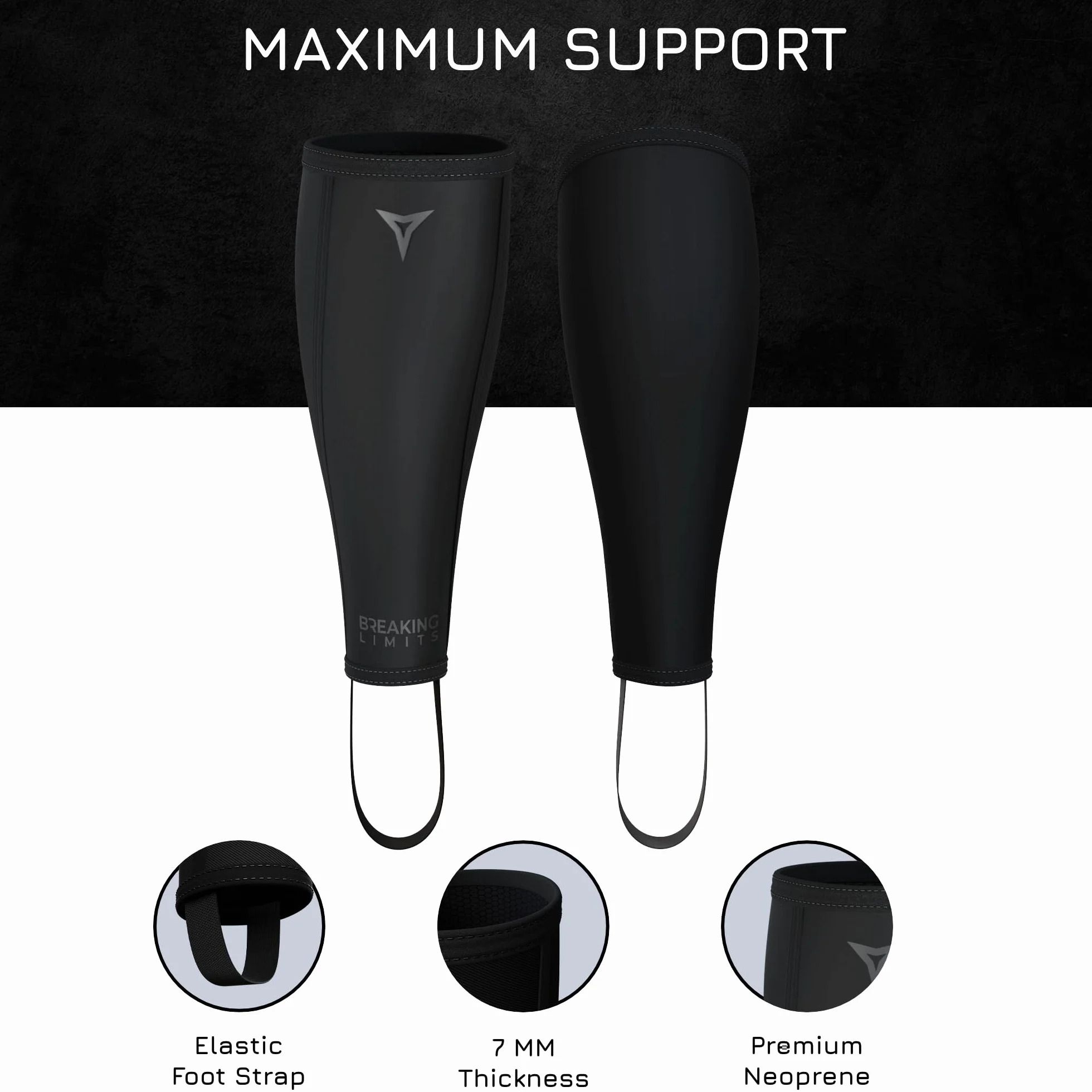 BREAKING LIMITS Deadlift Shin Guards - Bandage de Mollet en néoprène - Chaussettes Deadlift - Protège-Tibias - Saut à la Boxe pour Homme et Femme - Protection des Tibias