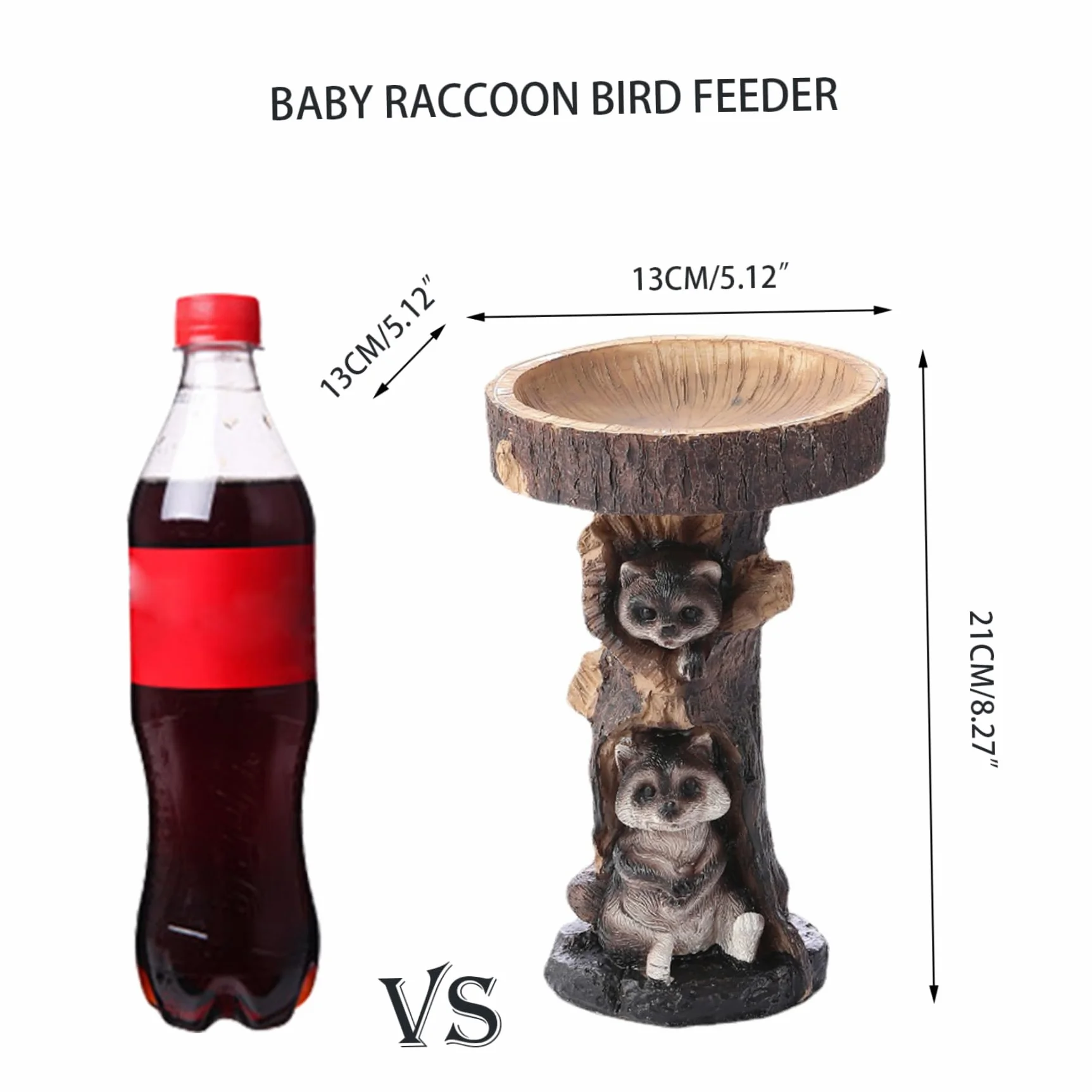 Bol de Bain d'oiseaux en résine Raton Laveur, Mangeoire Artificielle pour Oiseaux, Décoration Debout