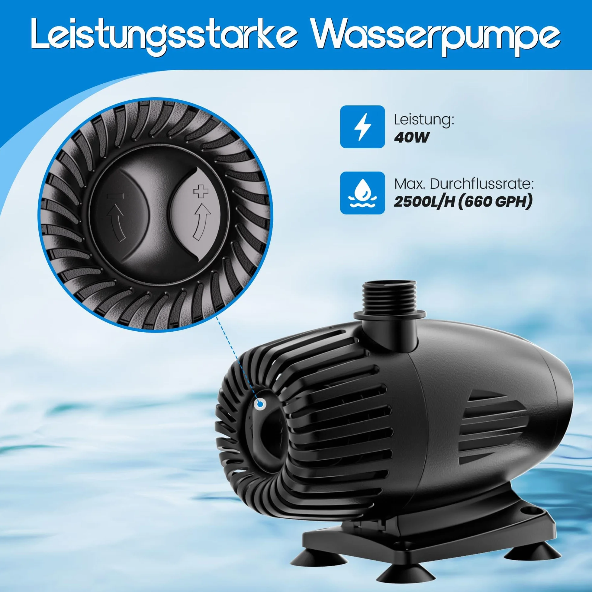 Kit de cascade solaire pour bassin 70 W 30 cm acier inoxydable pompe à trop-plein