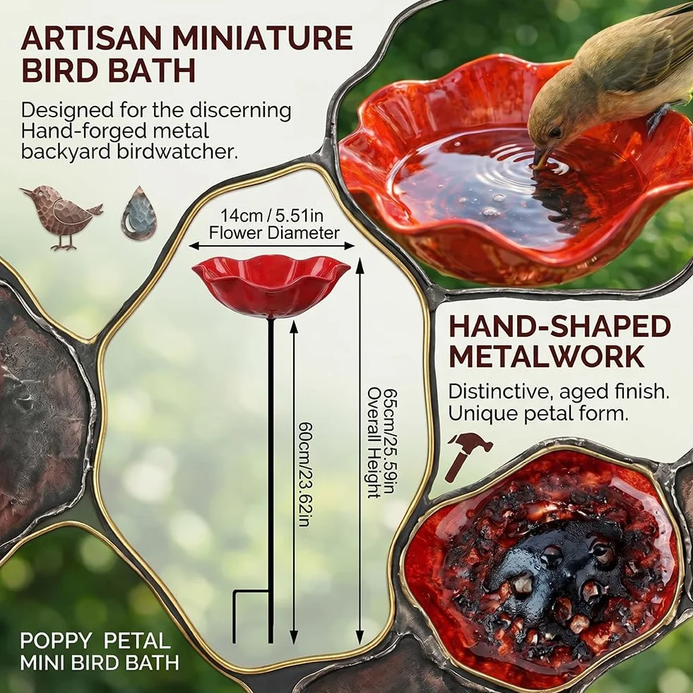 Abreuvoir à Abeilles pour Jardin, Bain d'oiseaux, Piquet en Métal Décoratif