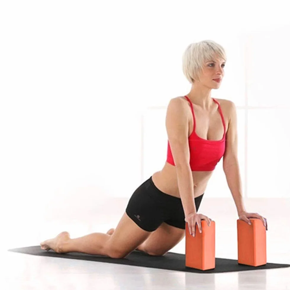 Femme Brique de yoga Exercice Fitness Brique Yoga Blocs Coussin Mousse Coussin Oreiller EVA Gym Entraînement Oreiller de yoga（Orange，1PC