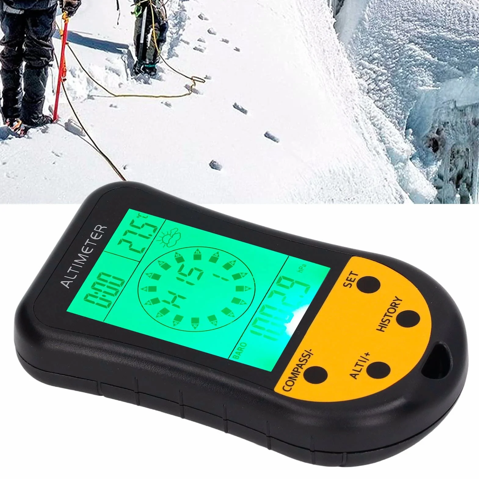 Buachois Altimètre Barométrique Numérique, 8 en 1 Extérieur Baromètre Multifonction Thermomètre Météo Portable LCD Pré-Avertissement Rappeler Boussole Altimètre Testeur de Pression